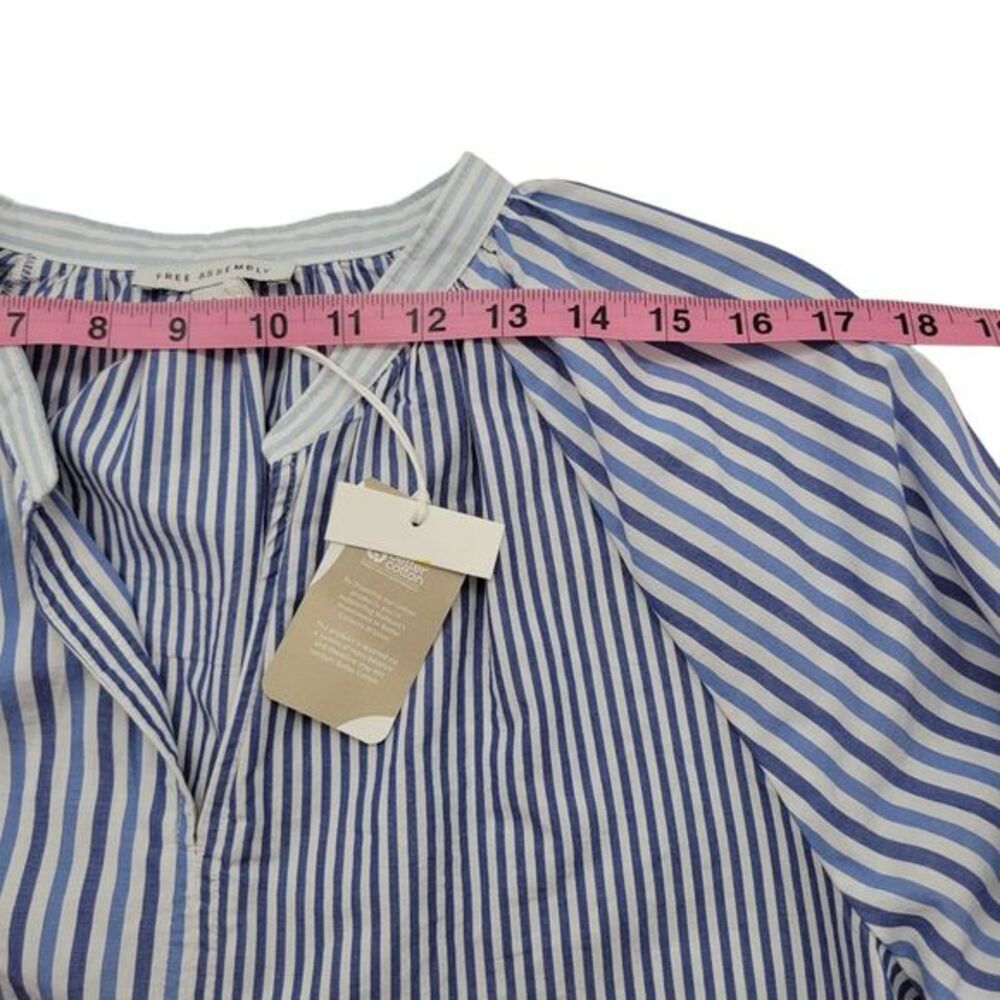 NWT Free Assembly Color Block Striped Sections Vneck Peplum Top Long Sleeve Sz L - Picture 4 of 12